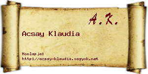 Acsay Klaudia névjegykártya